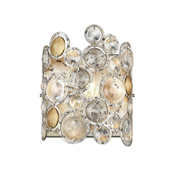 Homeroots 9.25 x 7.5 x 4 in. Vitozzi 1-Light Antique Silver Leaf Sconce 398446 - main